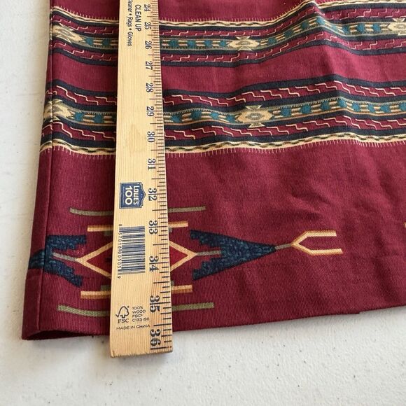 ON THE VERGE Vintage 90s Maxi Skirt Southwest Print On Red USA Made - Picture 8 of 11